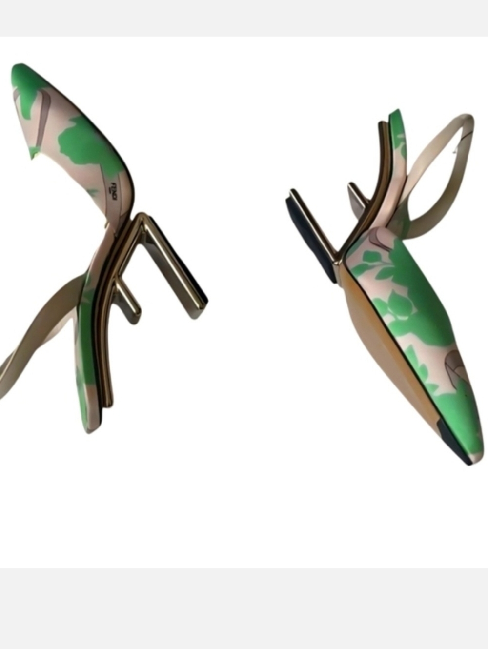 Fendi F Logo Heels Slingbacks Calf Leather Jacquard Satin Multicolor Shoes